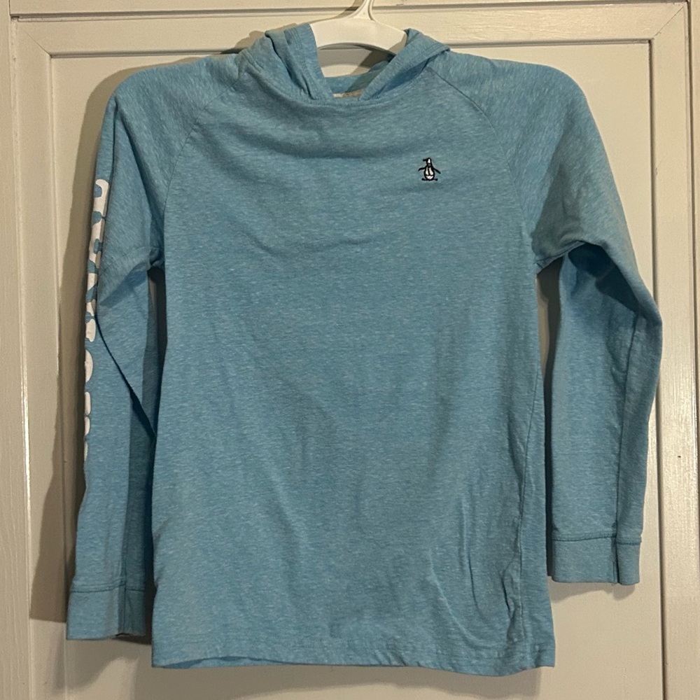 Original Penguin by Munsingwear heather blue pullover hoodie kids size 10-12